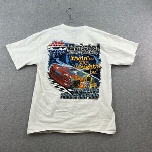 Nascar Bristol Speedway Racing Graphic Double Sided Shirt White Chase men's l